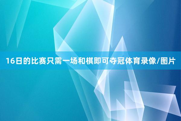 16日的比赛只需一场和棋即可夺冠体育录像/图片