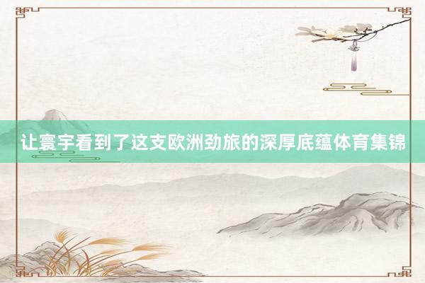 让寰宇看到了这支欧洲劲旅的深厚底蕴体育集锦
